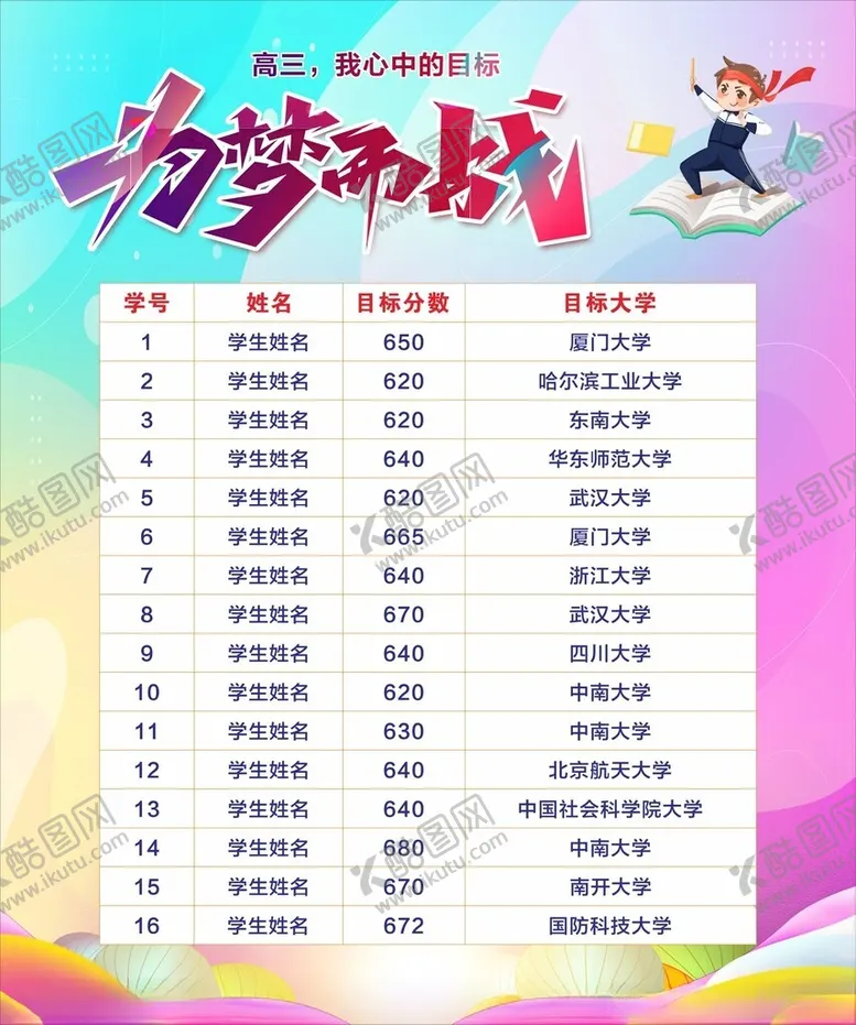 编号：96164402171746488038【酷图网】源文件下载-高考冲刺海报