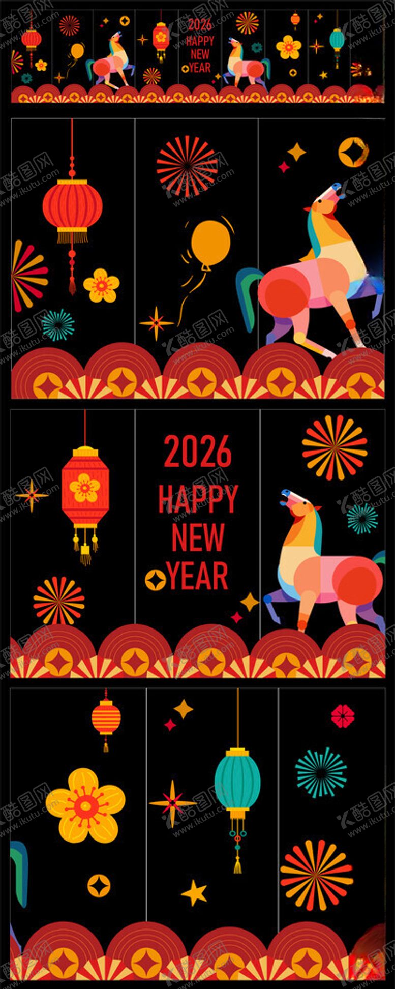 编号：33566904040248515361【酷图网】源文件下载-马年玻璃贴