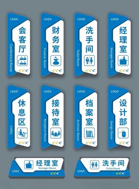 现代蓝色异形企业科室门牌