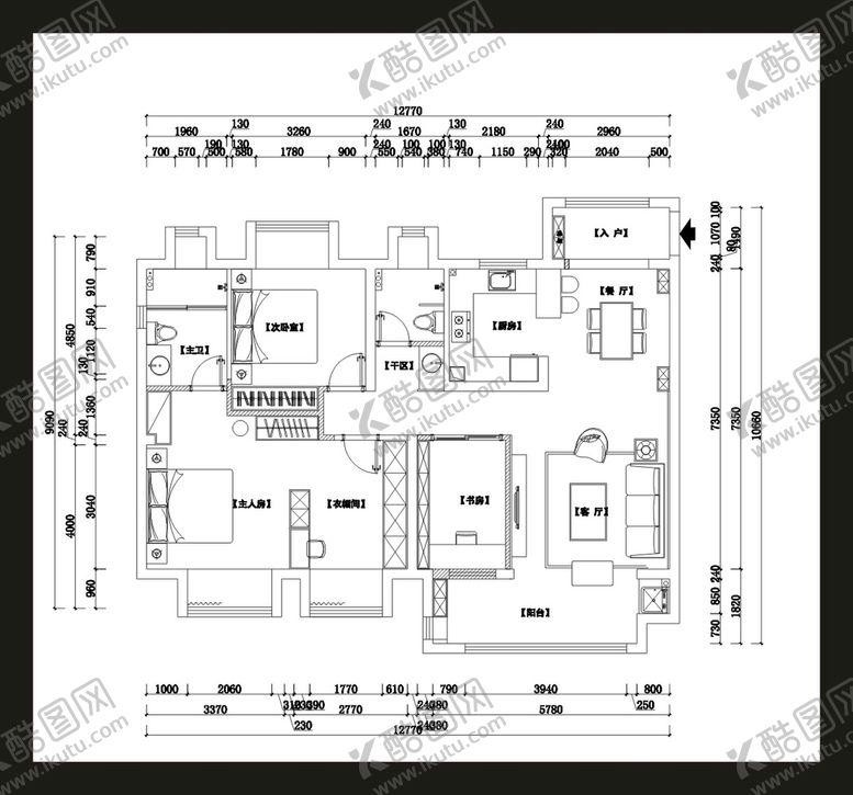 编号：25433102012000093938【酷图网】源文件下载-家装平面图
