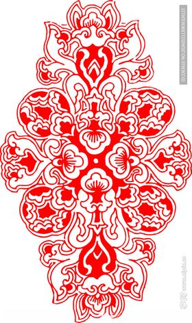 红色繁复花纹图案
