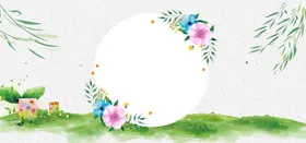 中国风元素柱子梅花鱼儿荷花