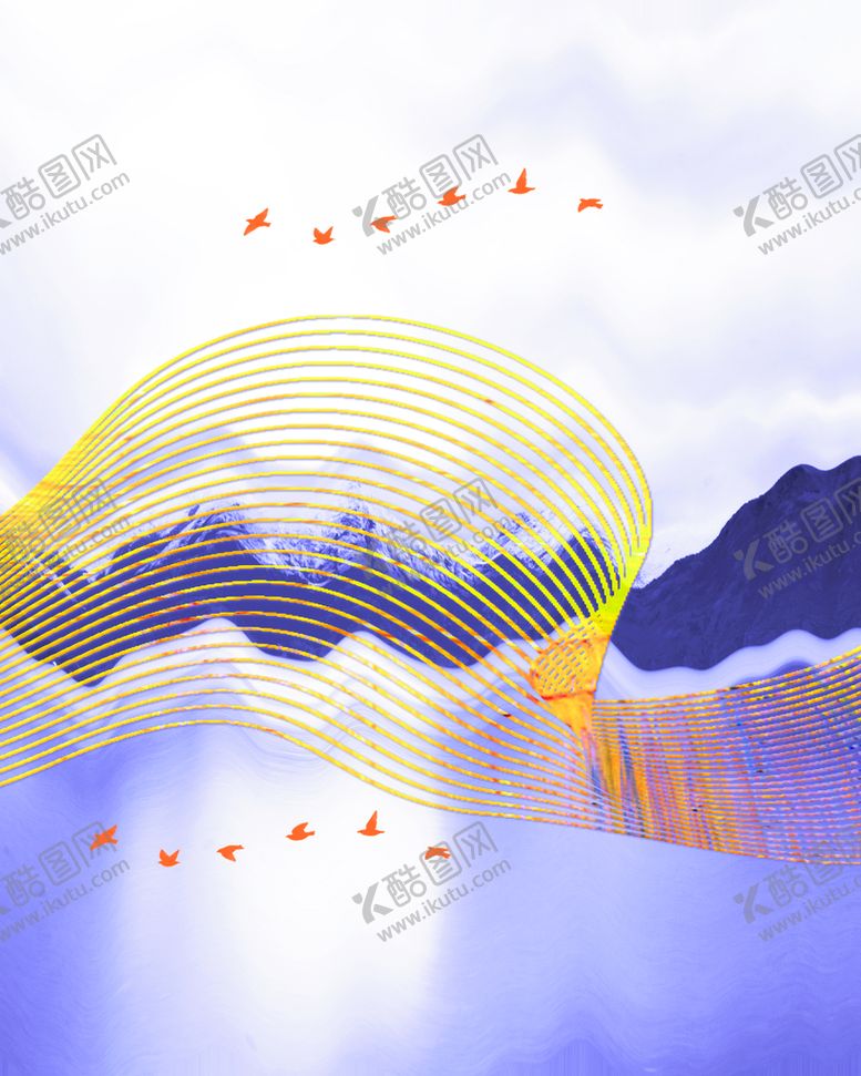 编号：78951309252304021607【酷图网】源文件下载-湖泊山脉水彩艺术挂画装饰画