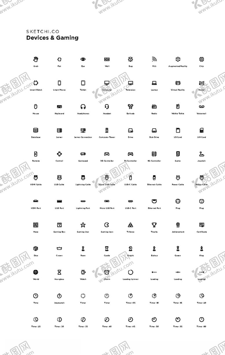 编号：97477107081223229874【酷图网】源文件下载-简易线性图标