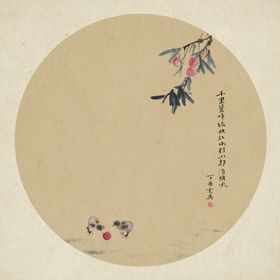中国风水墨山水怀旧工笔梅花