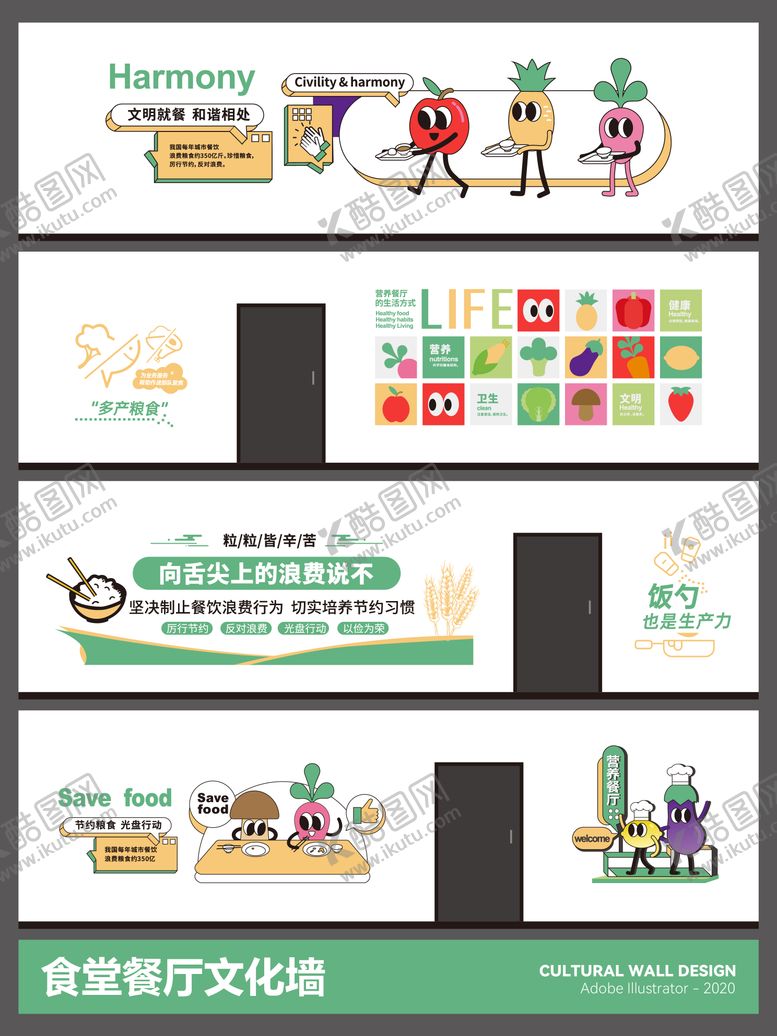 编号：64782801051941285135【酷图网】源文件下载-餐厅食堂文化墙海报展板