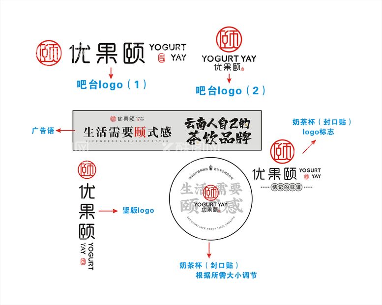 编号：39850711291524126361【酷图网】源文件下载-优果颐 奶茶 logo标志