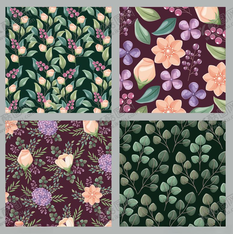 编号：64179911220024232315【酷图网】源文件下载-多彩花卉植物图案集合