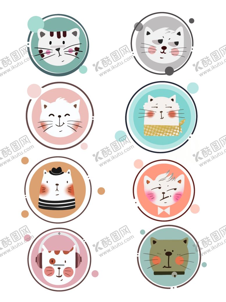 编号：95449010100258493906【酷图网】源文件下载-卡通猫咪头像