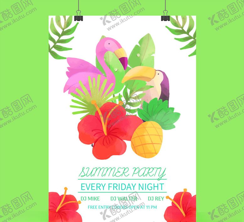 编号：75679907052045185516【酷图网】源文件下载-花鸟夏季派对传单