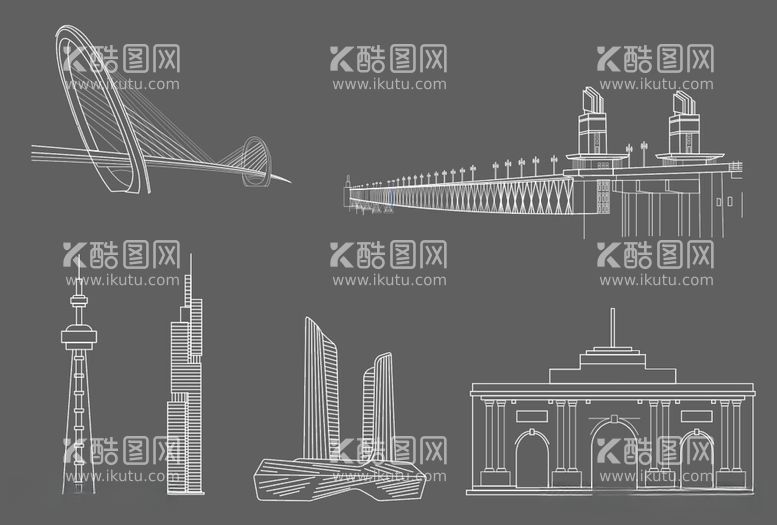 编号：97449012051055295650【酷图网】源文件下载-南京地标建筑线稿