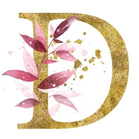手绘水彩花卉英文字母logo