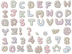 可爱多彩字母数字图案