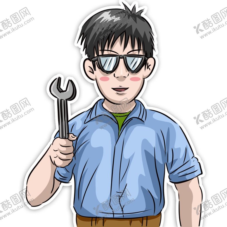 编号：31483801172225294697【酷图网】源文件下载-带着护目镜手拿扳手维修工人