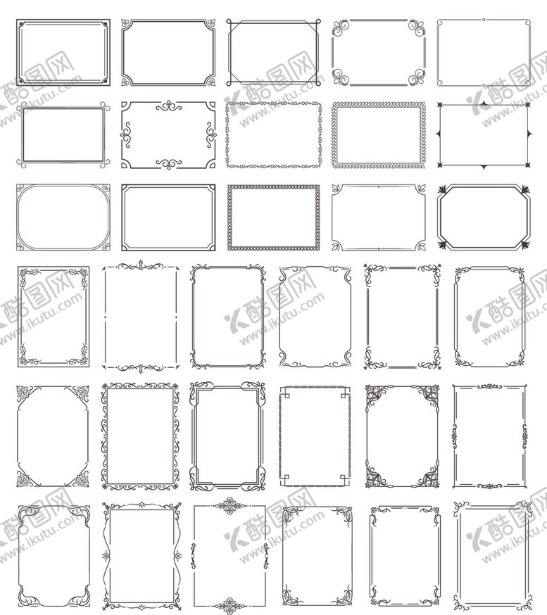 编号：39677310112358286974【酷图网】源文件下载-多样边框设计素材集合复古装饰