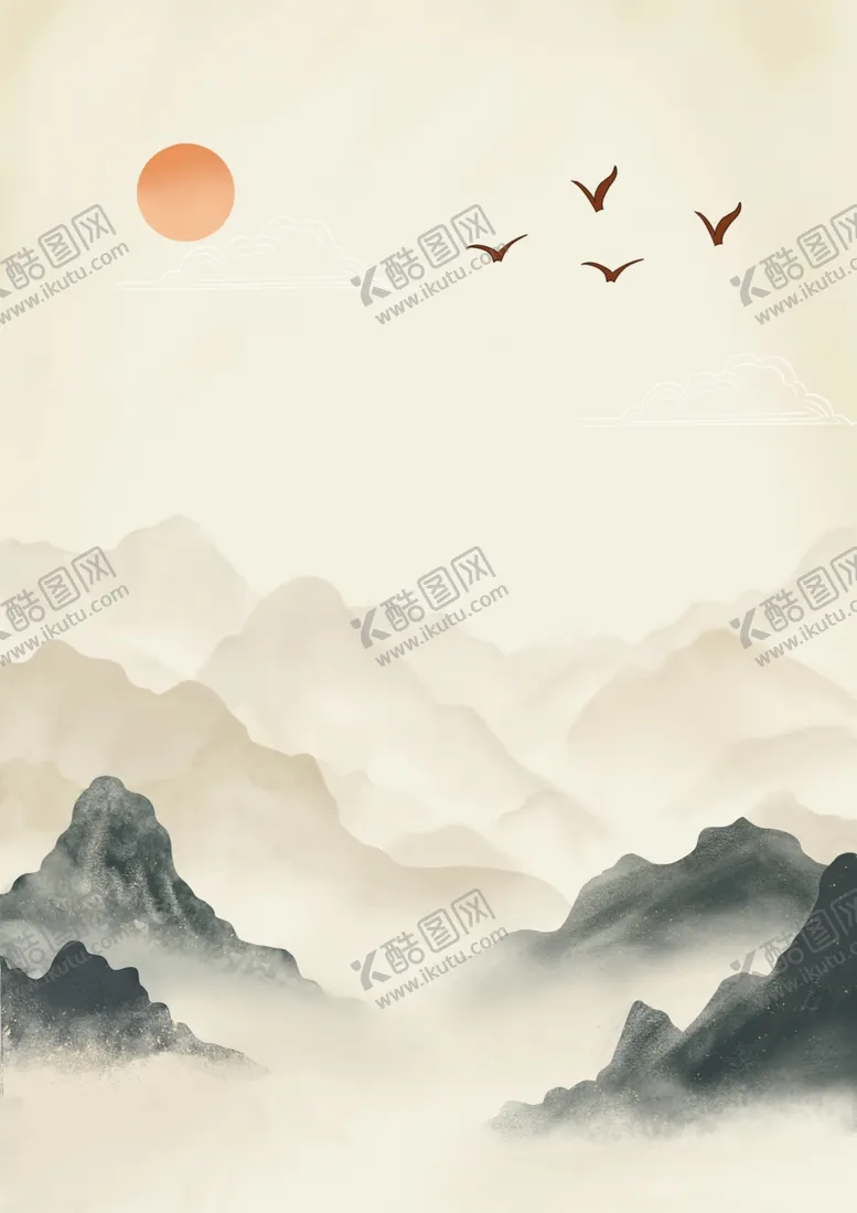 编号：23307102030433558916【酷图网】源文件下载-水墨山背景