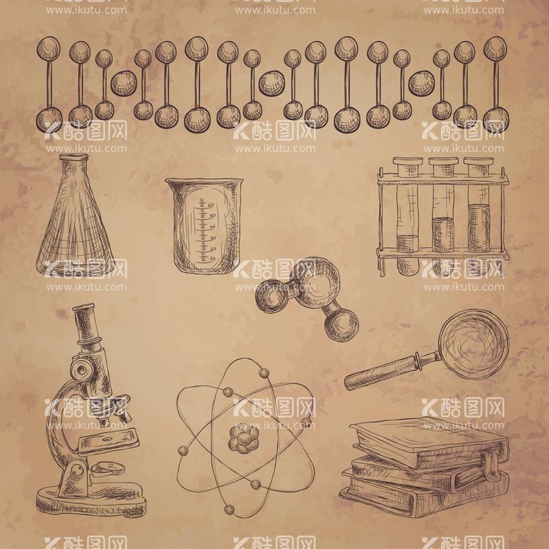 编号：40857312211949535780【酷图网】源文件下载-9款化学仪器素描图