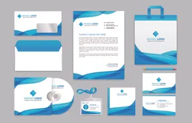 蓝白企业品牌视觉设计套装