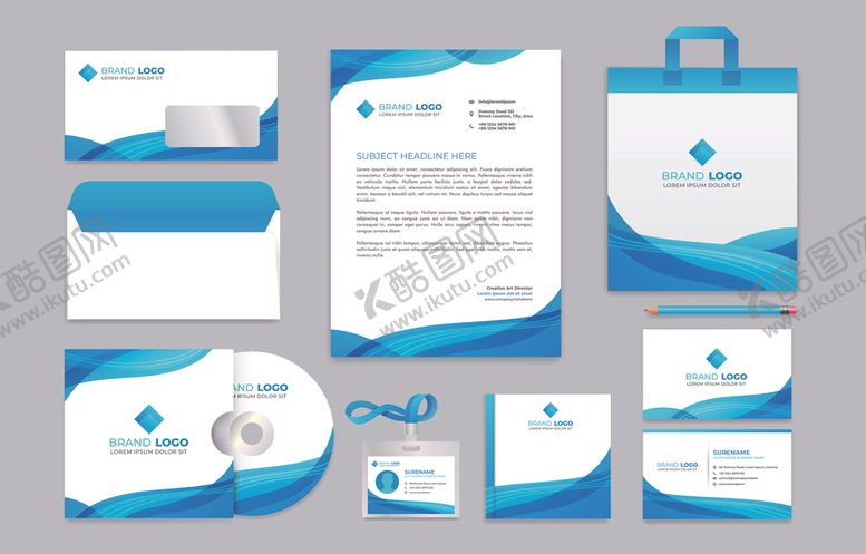 编号：43083611021322479907【酷图网】源文件下载-蓝白企业品牌视觉设计套装