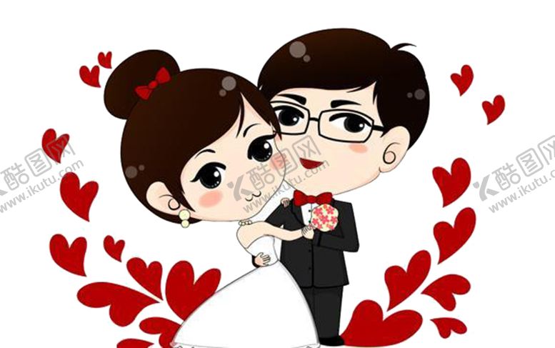 编号：69931209141630501261【酷图网】源文件下载-卡通新郎新娘
