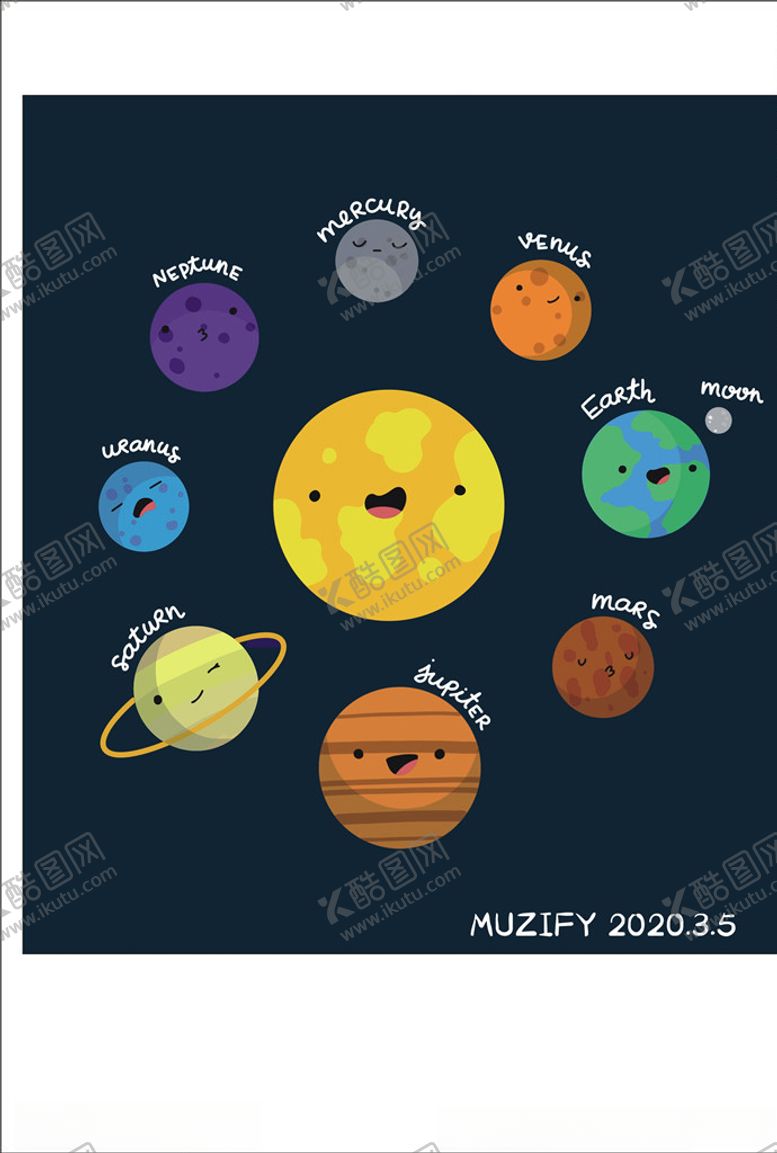 编号：59733510301745347934【酷图网】源文件下载-太阳系八大行星矢量