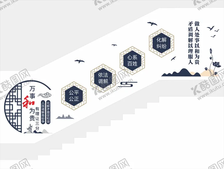 编号：15158612011855127637【酷图网】源文件下载-调解室楼梯文化墙