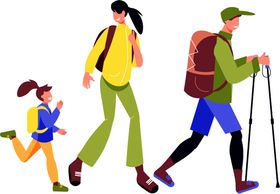 家庭旅行人卡通人物度假爸爸妈妈