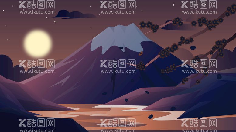 编号：37652909200417067453【酷图网】源文件下载-富士山插画图片