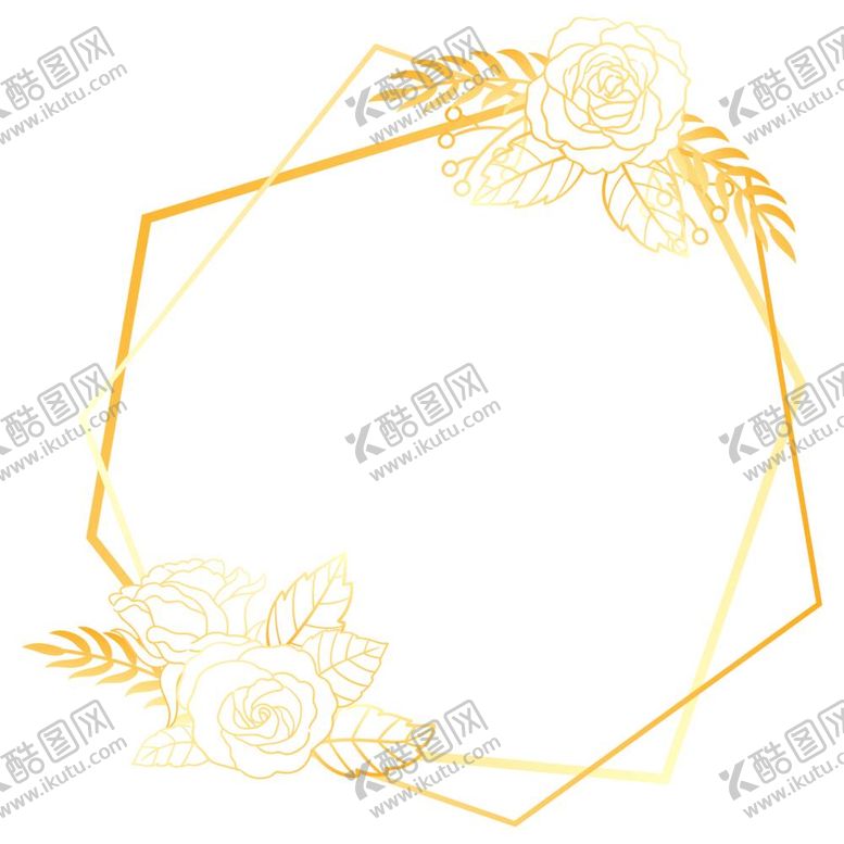 编号：21108010150945469898【酷图网】源文件下载-金色边框植物花环