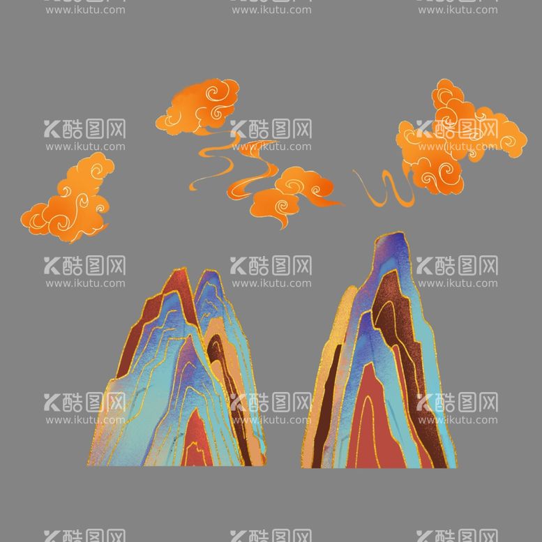 编号：65494212212213589206【酷图网】源文件下载-婚礼山峰层叠山峰国潮山峰