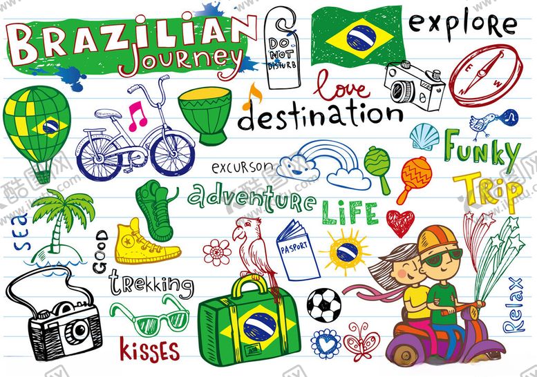 编号：94759504051448394591【酷图网】源文件下载-巴西主题元素插画