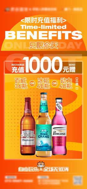酒吧夜店充值返利酒水套餐海报