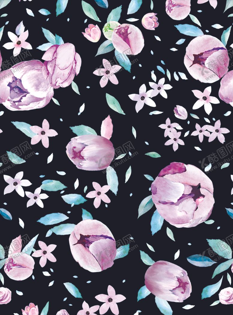 编号：31391410011056168050【酷图网】源文件下载-黑底手绘花