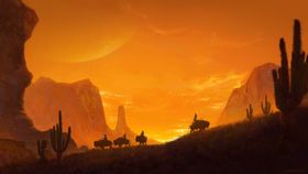 彩色动漫插画山坡风景