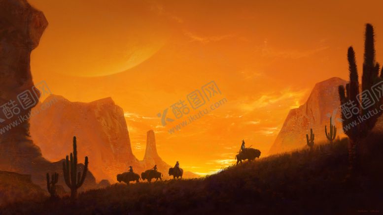 编号：25250510301632575584【酷图网】源文件下载-彩色动漫插画山坡风景