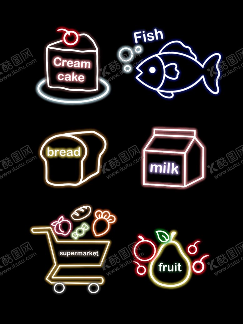 编号：84490509150640529783【酷图网】源文件下载-可爱卡通霓虹灯系列素材