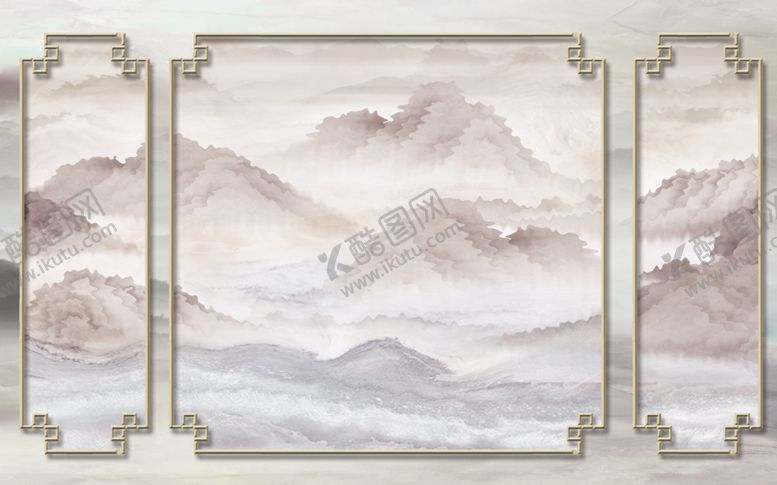 编号：19040610161343494466【酷图网】源文件下载-石纹山水背景墙
