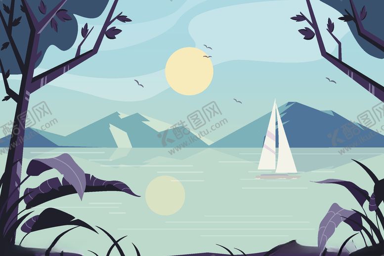 编号：63007410062236287385【酷图网】源文件下载-扁平化渐变风景