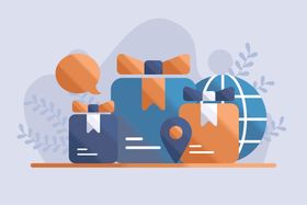 扁平化图形礼物盒与文具