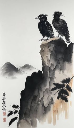 国画山鹰图