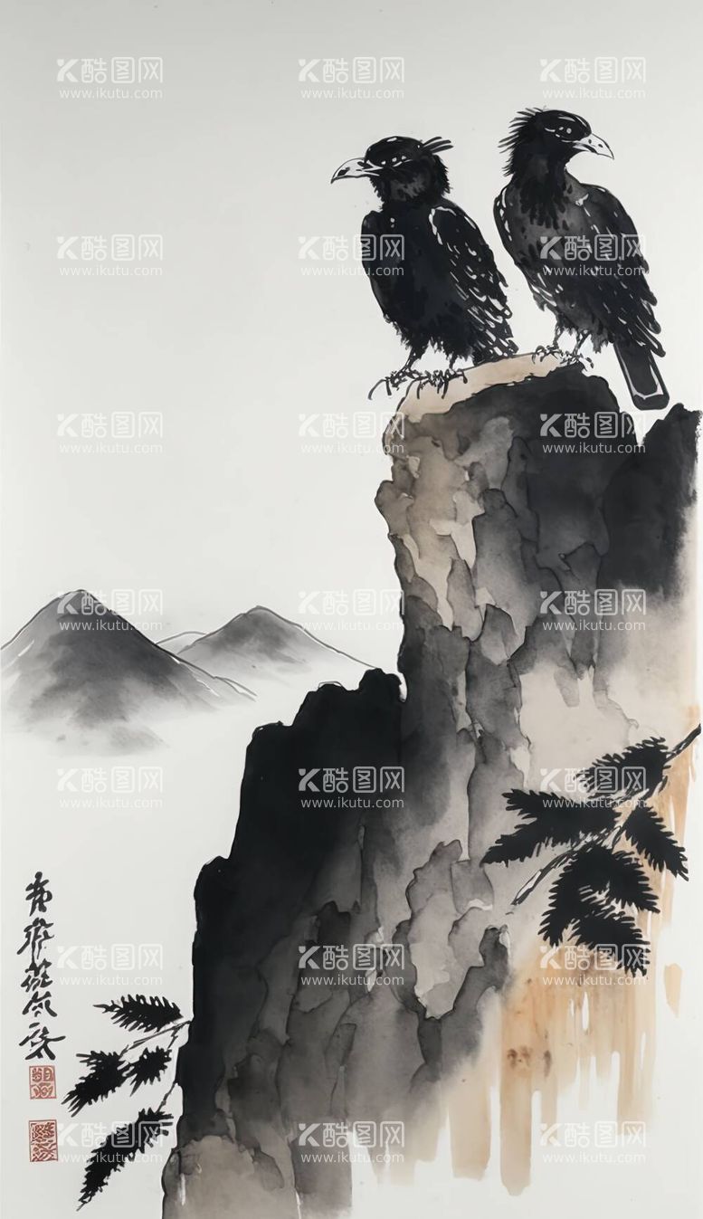 编号：10726012021228053846【酷图网】源文件下载-国画山鹰图