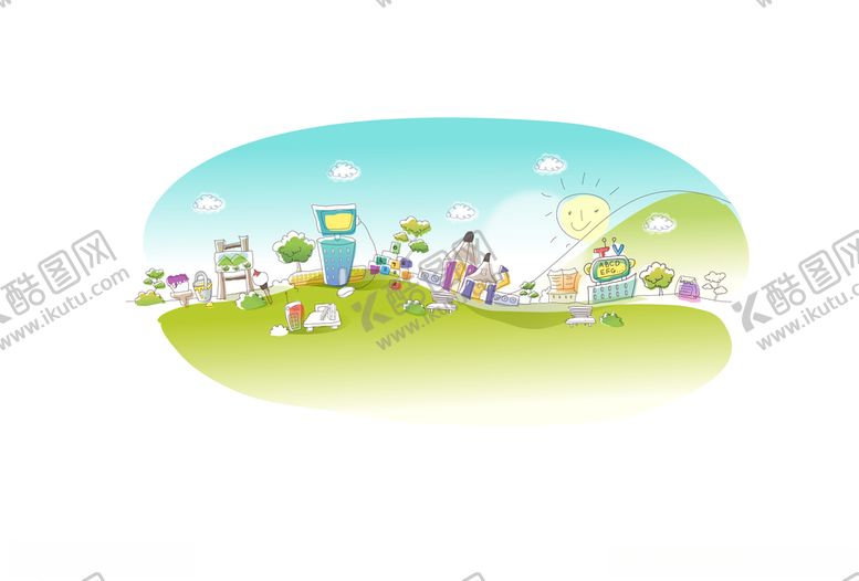 编号：94169410110218501746【酷图网】源文件下载-卡通城市简笔插画