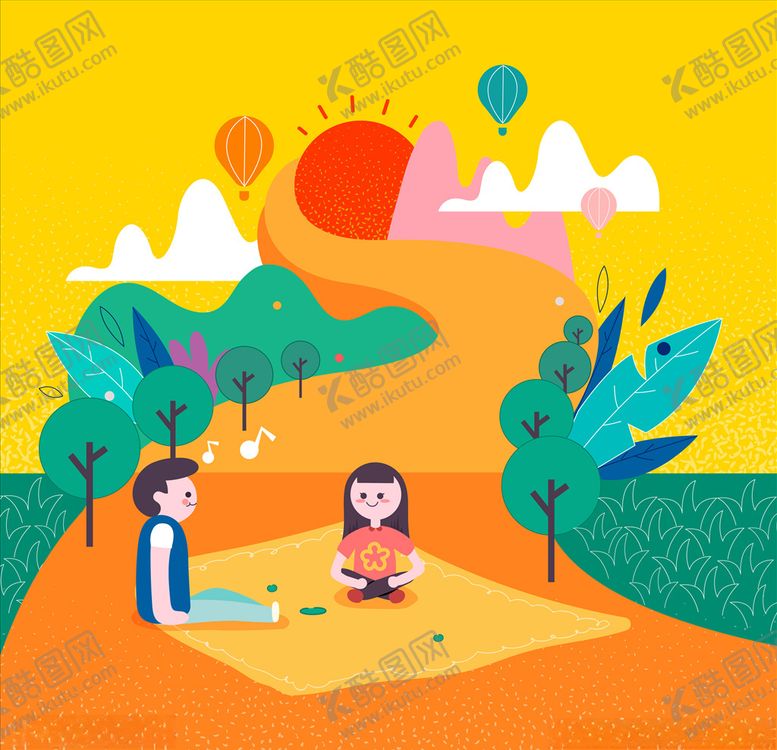 编号：40908710281400435226【酷图网】源文件下载-夏季郊游户外场景矢量插画