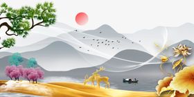 山水装饰画晶瓷画