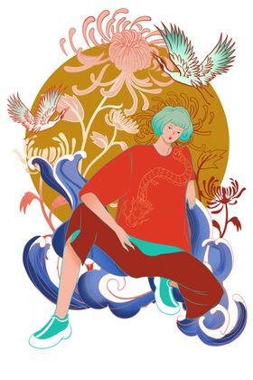 国潮人物手绘古典美古代女古代女子