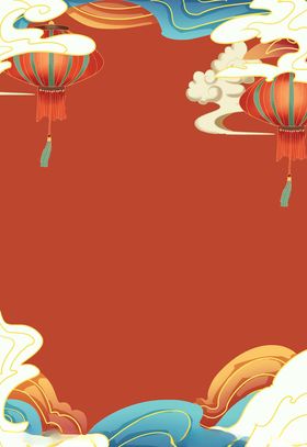 春节新年红色手绘中国风背景