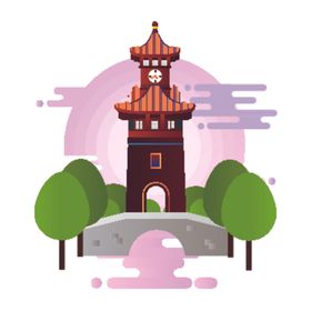 创意城市地标建筑物插画