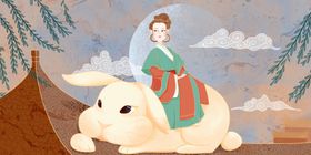 中秋国风传统插画卡通背景素材