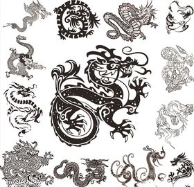 龙多款矢量龙纹