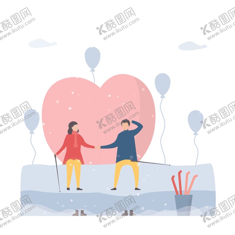 编号：16533710260310252305【酷图网】源文件下载-卡通情侣插画